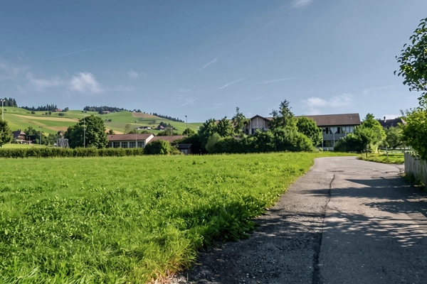 Idyllischer Fussweg durch die Natur in Biglen, ideal für einen sicheren Schulweg